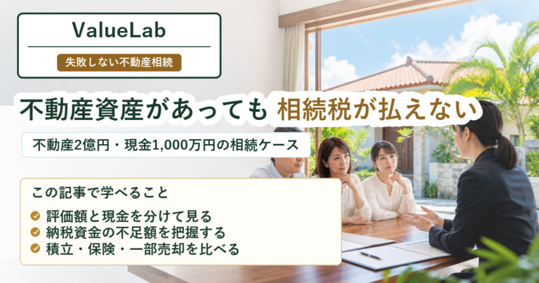 土地は2億円あるのに現金は1,000万円。沖縄の地主家庭で相続税の納税資金が足りないケース
