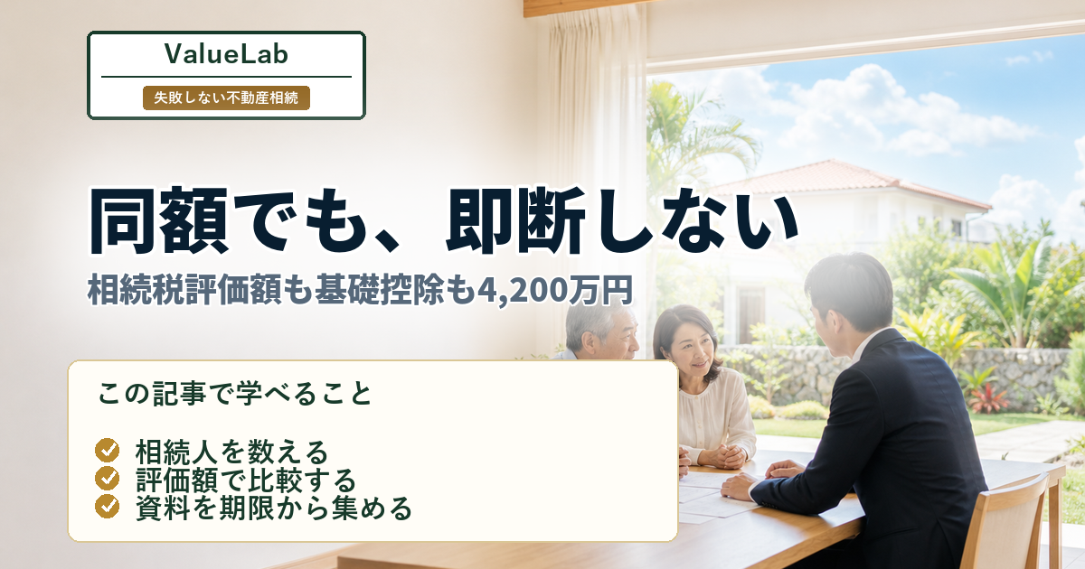 基礎控除4,200万円を超える？土地と現預金を持つ兄妹2人の相続ケース