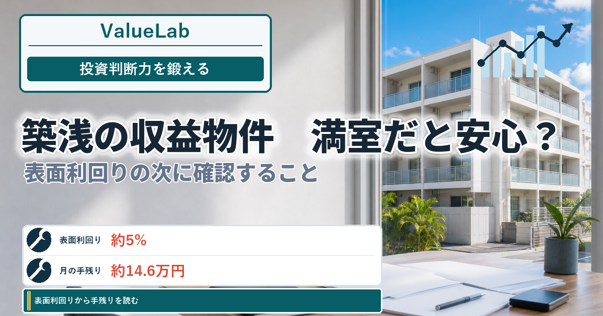 満室物件は本当に安心か｜表面利回り5%から手残りを読む判断力を鍛える