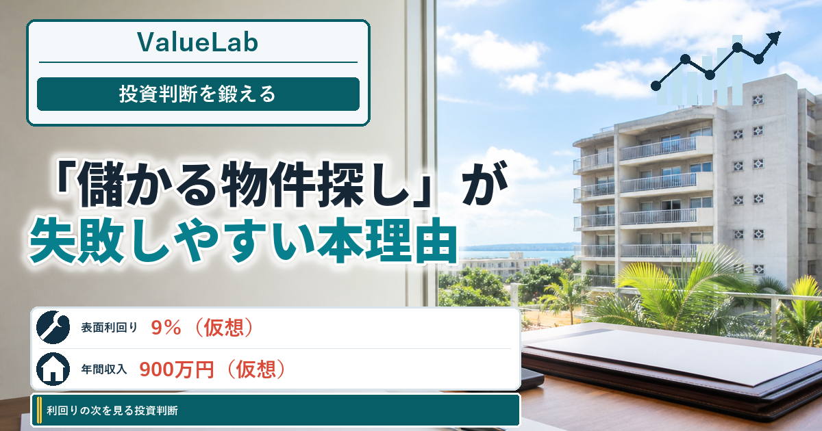 なぜ不動産投資は「儲かる物件探し」から始めると失敗しやすいのか｜投資判断を鍛える
