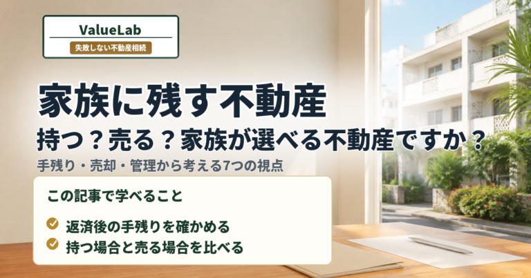 家族に残す不動産。持つ？売る？家族が選べる不動産ですか？