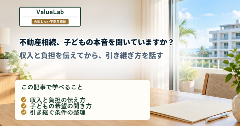 不動産相続、子どもの本音を聞いていますか？ 収入と負担を伝えてから引き継ぎ方を話す